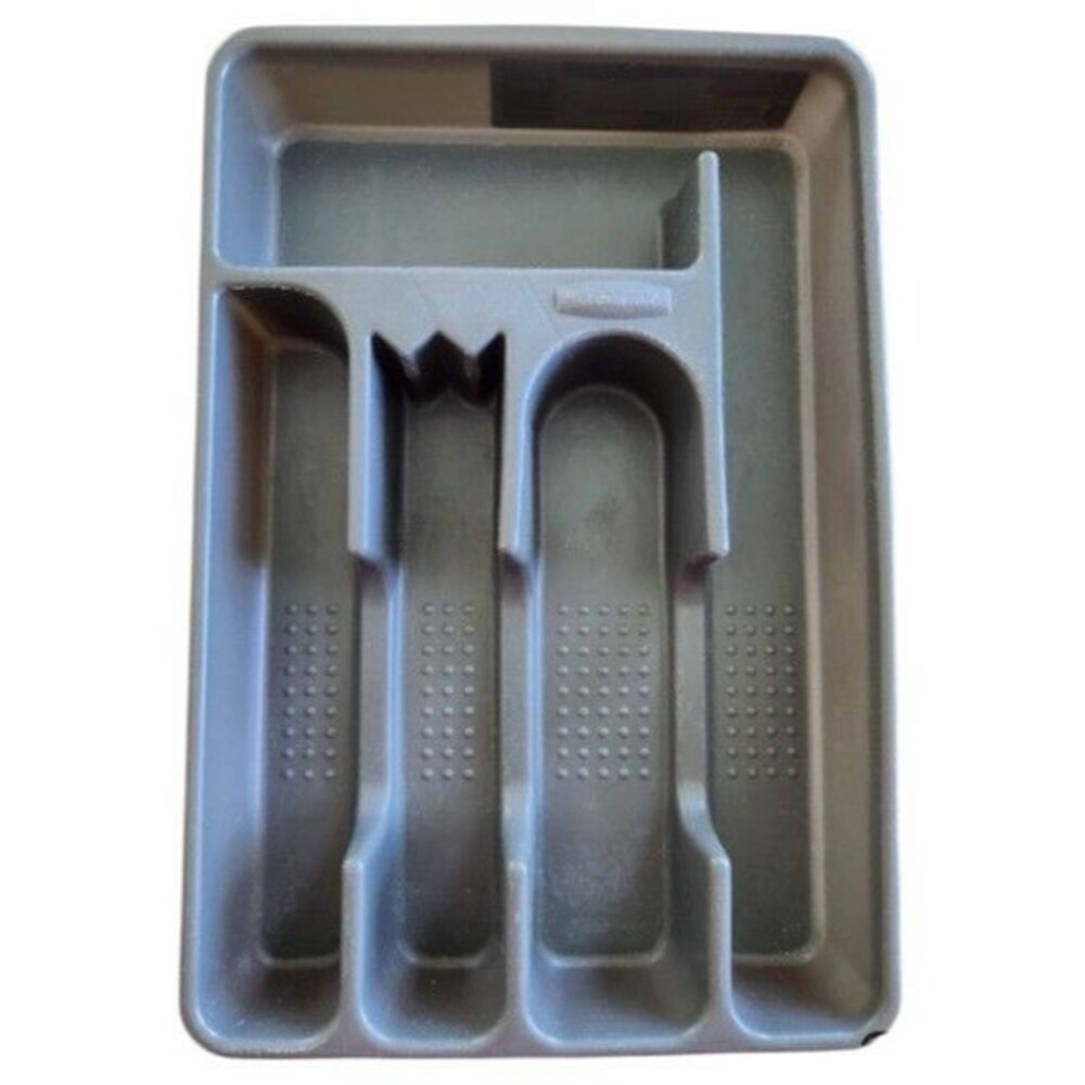 Vintage Rubbermaid 2919 Gray 5-Slot Silverware Cutlery Tray Drawer Organizer USA